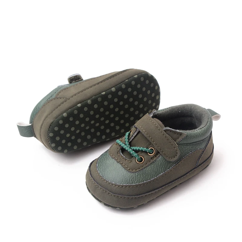 Hook&loop Design Soft PU Leather Baby Toddler Infant Shoes for Boys manufacture