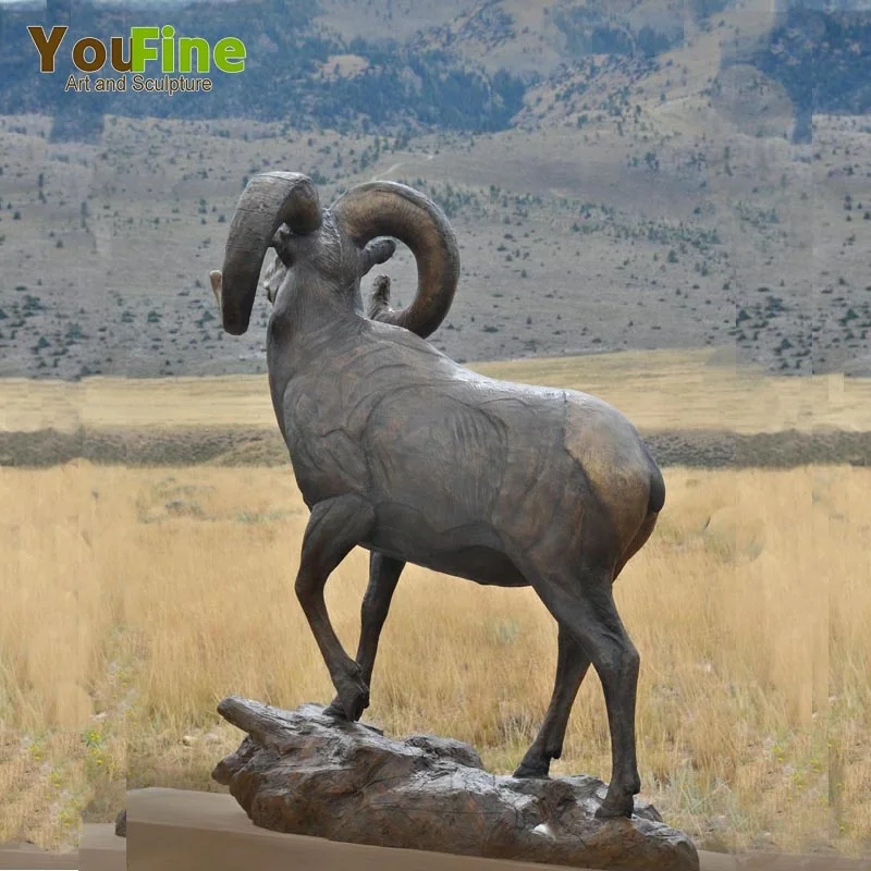 YOUFINE 大型等身大金属工芸ブロンズ製ガーデンラム羊ヤギ像彫刻販売中