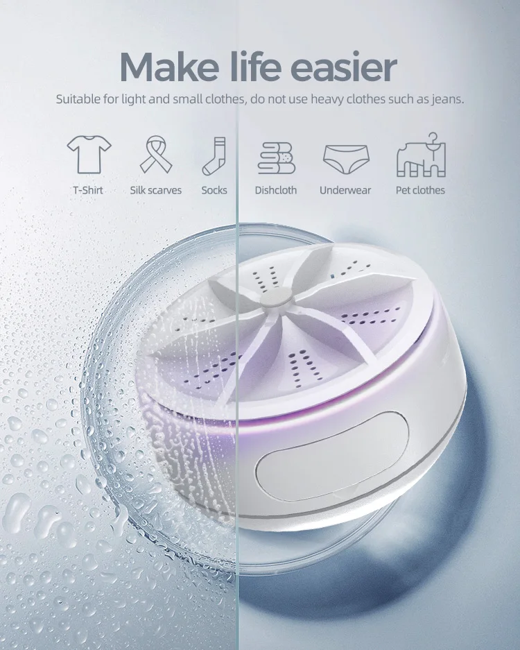 Home Travel Laundry Baby Clothes Small Ultrasonic Turbine Washer