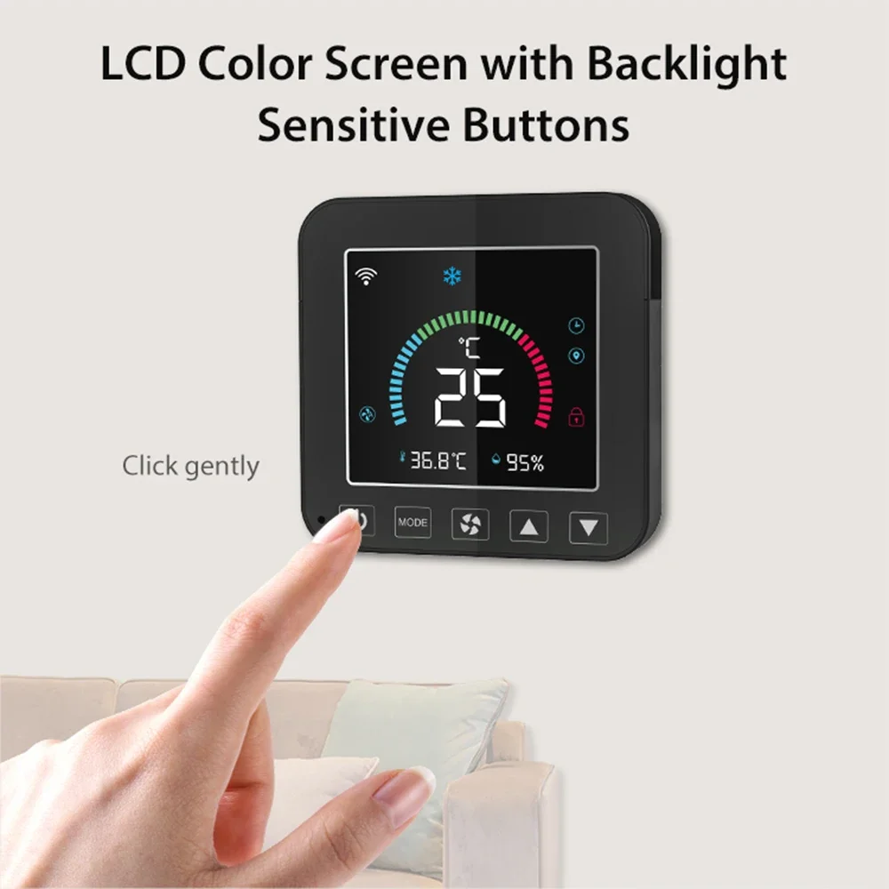 Tuya Smart Remote Control for AC Universal LCD Color Backlight Screen Thermostat with Temperature & Humidity Display