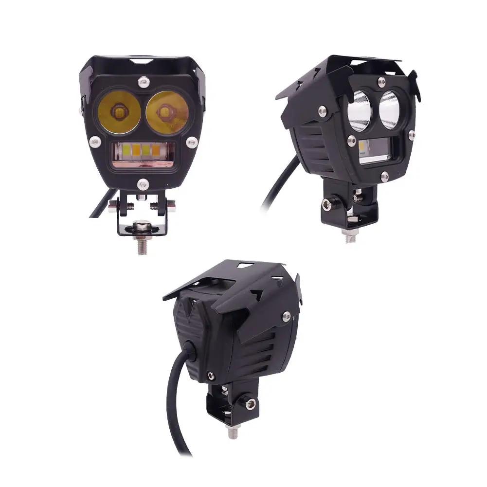 YA-MT10 Manufactory Wholesale Driving Light Assembly Motorcycle Dual Color Headlight Spot Lamp Universal Spotlight