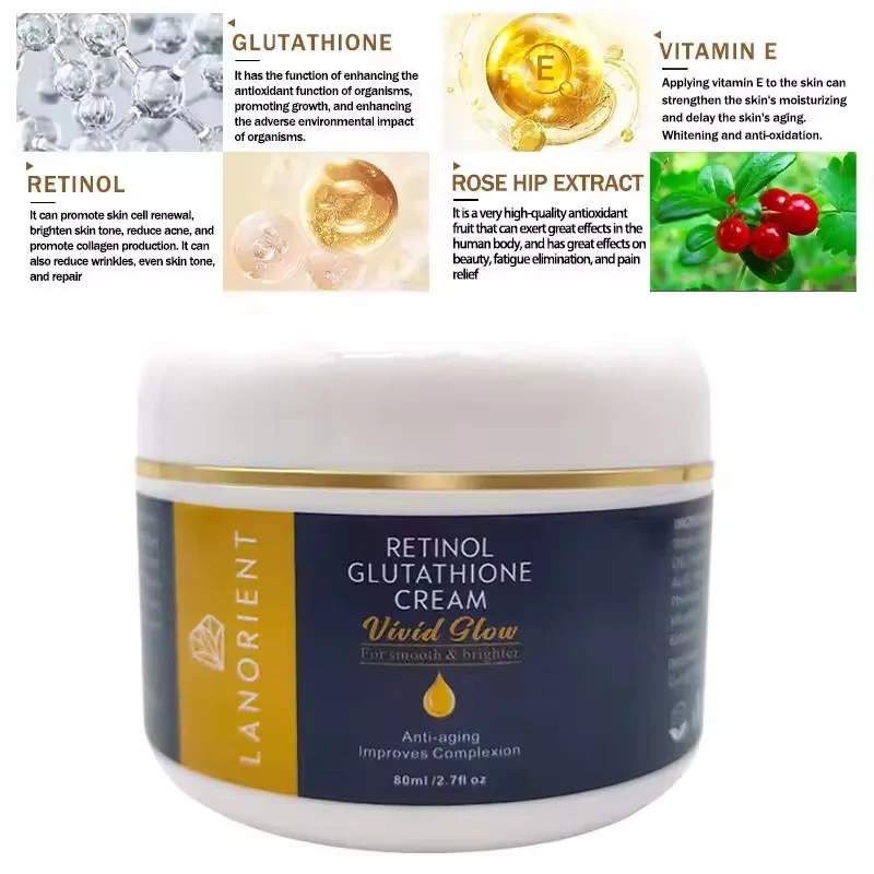Private Label Organic Vegan Skin Moisturizing Whitening Anti-Aging  Glutathione Face Cream Can Be Customized With a Private Label