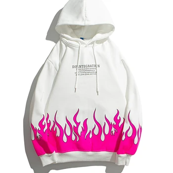 KGYA street fashion brand oversized flame hooded Custom high quality pullover Hoodies with Strings