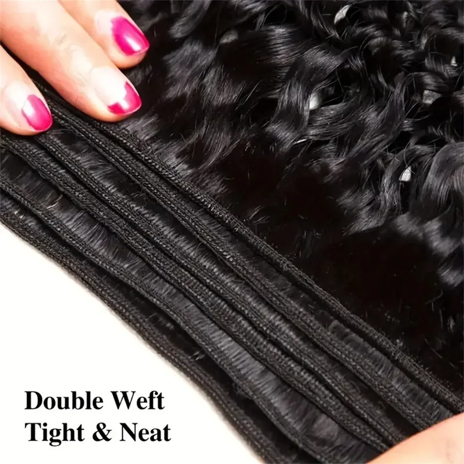 Extensiones de cabello humano de trama doble con ondas de agua, 100 % cabello humano, color negro natural para mujeres, cabello brasileño puro, 8-32 pulgadas, cabello Remy_voghion.com
