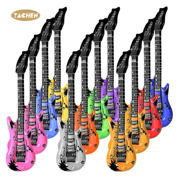 YACHEN 36 Inch Blow up Electric Guitars Assorted Colors Inflatable Rock Guitar Toy for Kids 80s 90s Musical Themed Party Favor