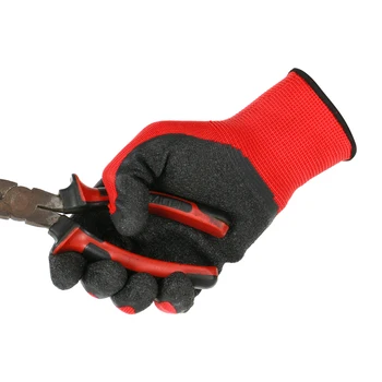 Hot sale latex coated gloves crinkle anti grip latex rubber palm coated hand garden gloves for construction work