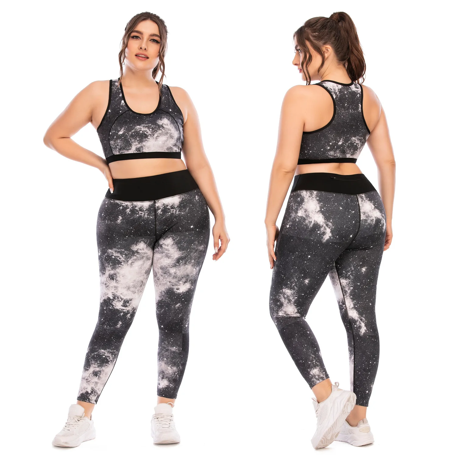 Wholesale XXL Size Sports Wear Yoga Pants Set Women  Workout Suit OEM Custom Plus Size Yoga Set
