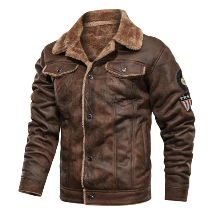 Autumn Thick Warm Fleece Jacket Coat Men Winter Outwear Casual Bomber Motor Biker Leather Jackets _voghion.com