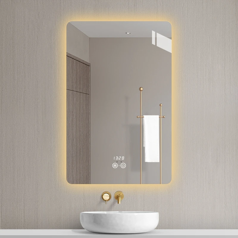 product rectangle smart touch screen backlit customizable led bathroom mirror wall mounted lighted mirror with led light-1