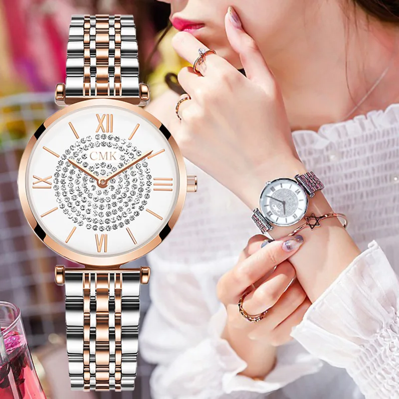 6PCS set Women Watches Bracelet watch jewelry set Gift Quartz watches for girls Stainless steel Band gift set Alibaba