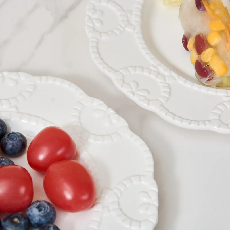 Premium Modern Embossed Dinner Plates-Dishwasher & Oven Safe Sustainable Custom Orders Welcome Commercial Use Party Hotels