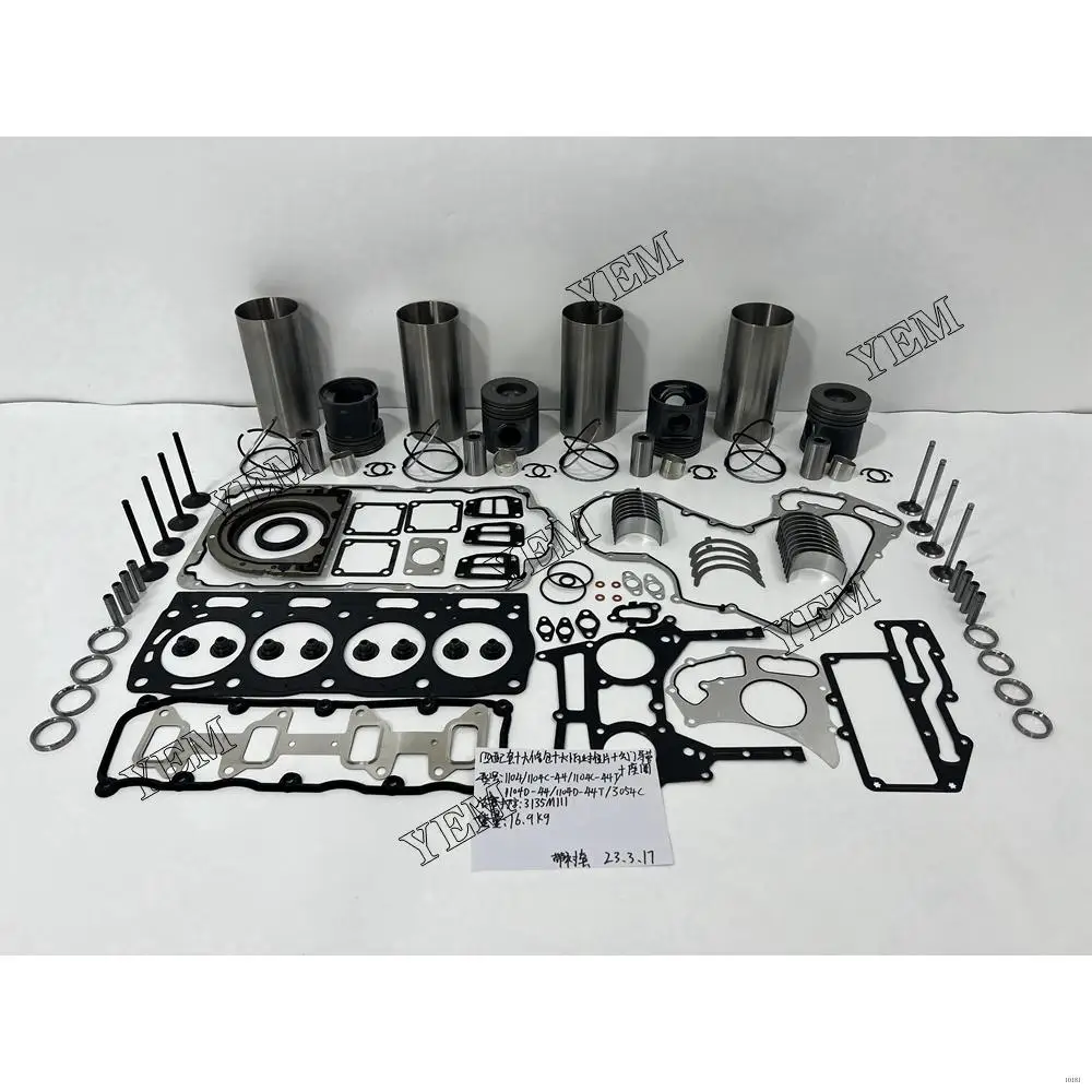 1104C-44 Repair Kit With Piston Rings Liner Bearing Valves Cylinder Gasket for Perkins