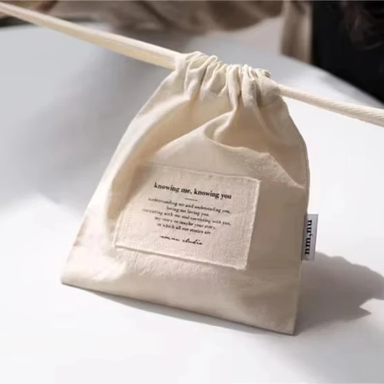 Wholesale Custom Logo Eco Reusable Recyclable Muslin Favor Gift Fabric Packaging Pouch Organic Cotton Drawstring Dust Bag