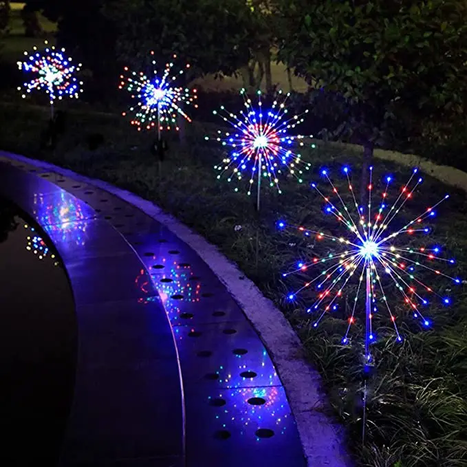 Neisouf Exterieur Parasol Guirlande Feux D'artifice LED, 104 LED DIY Couleur Changeante Guirlande Lumière avec APP Bluetooth et télécommande, DIY