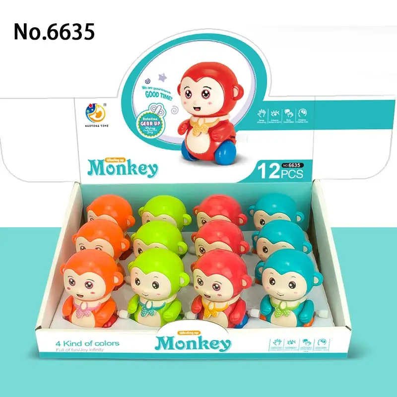 Good Quality Plastic Wind up Animal Monkey Toys Press and Go Clockwork Wind up Toys