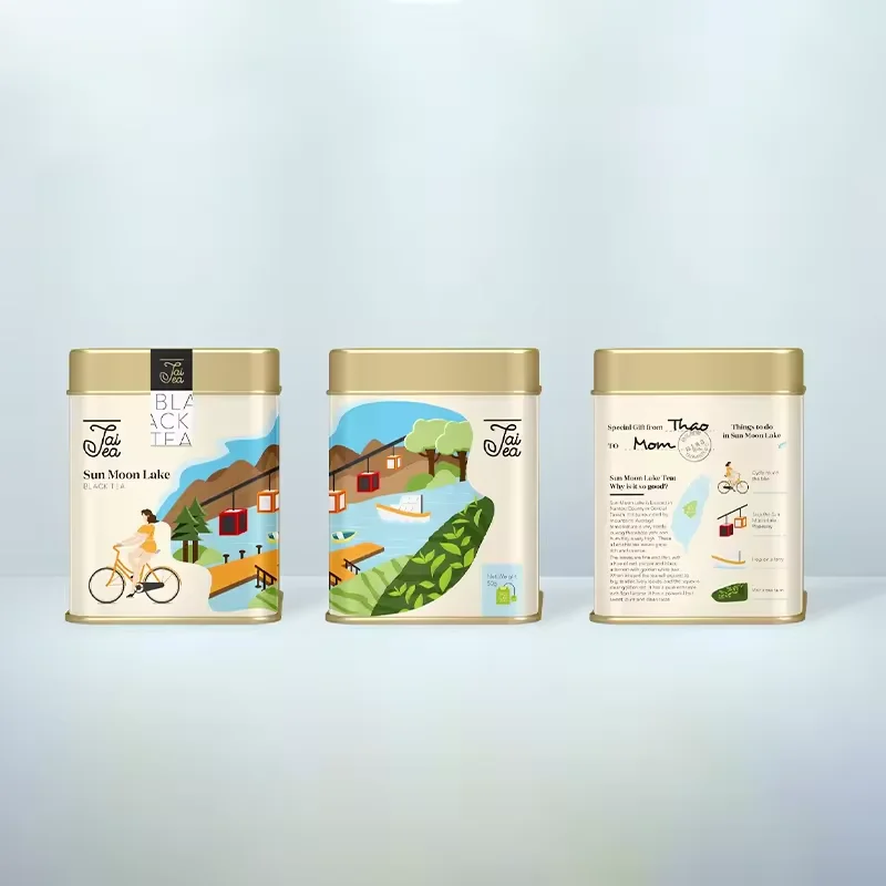 Wholesale printing luxury food grade large square tea tin coffee metal can canister custom packaging empty airtight tea tin box details