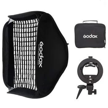 GODOX 50x50cm Bowen Mount S-Type Bracket Folding Storage Softbox with Honeycomb Grid + Carry Bag