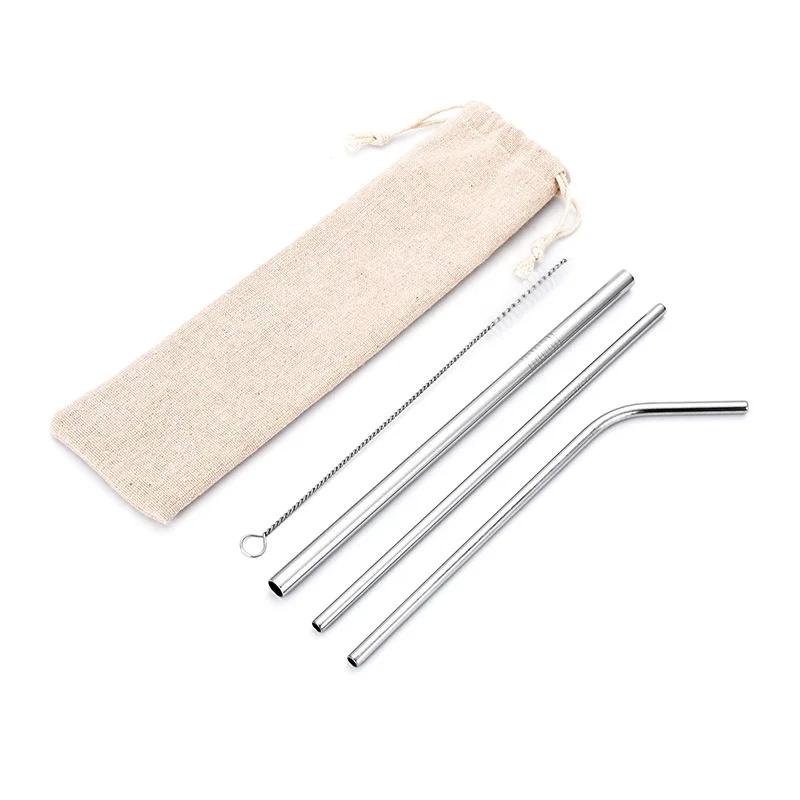 Reusable Drinking Straw Stainless Steel Set High Quality Bar Accessories Eco 