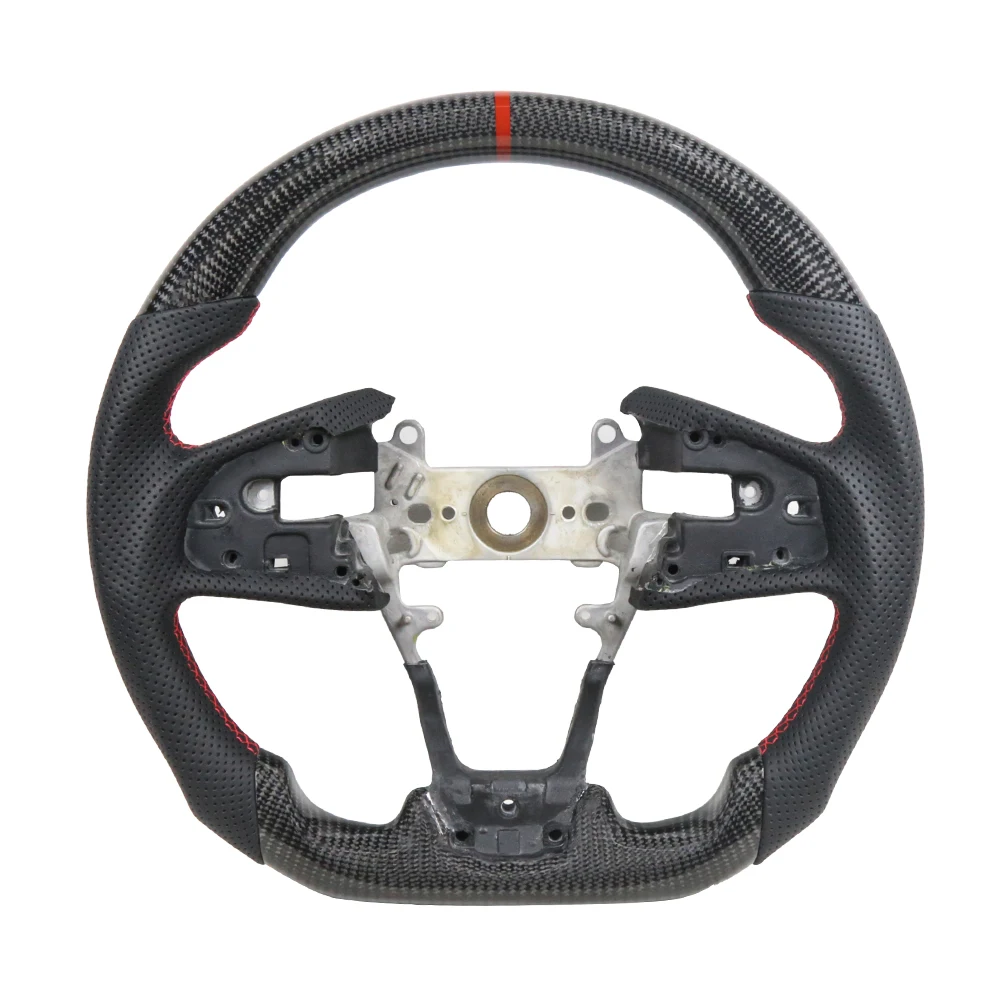 Steering Wheel Real Carbon Fiber Nappa Prefoed Leather Car Racing ...