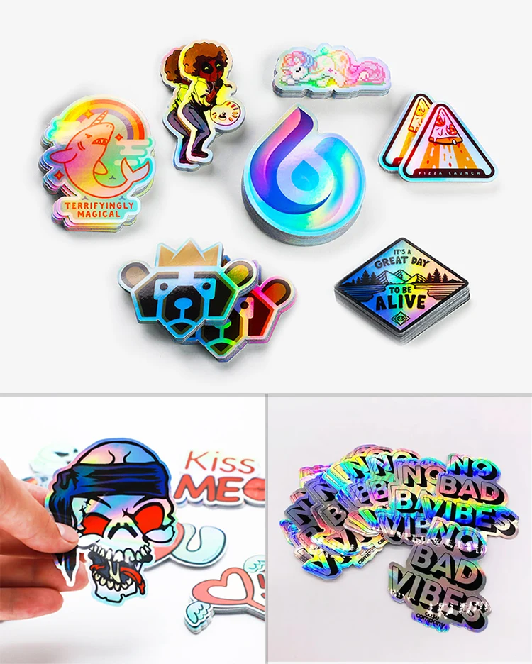 Lithography Sticker Waterproof Holographic Sticker Label Self Adhesive Custom Printing Logo ...