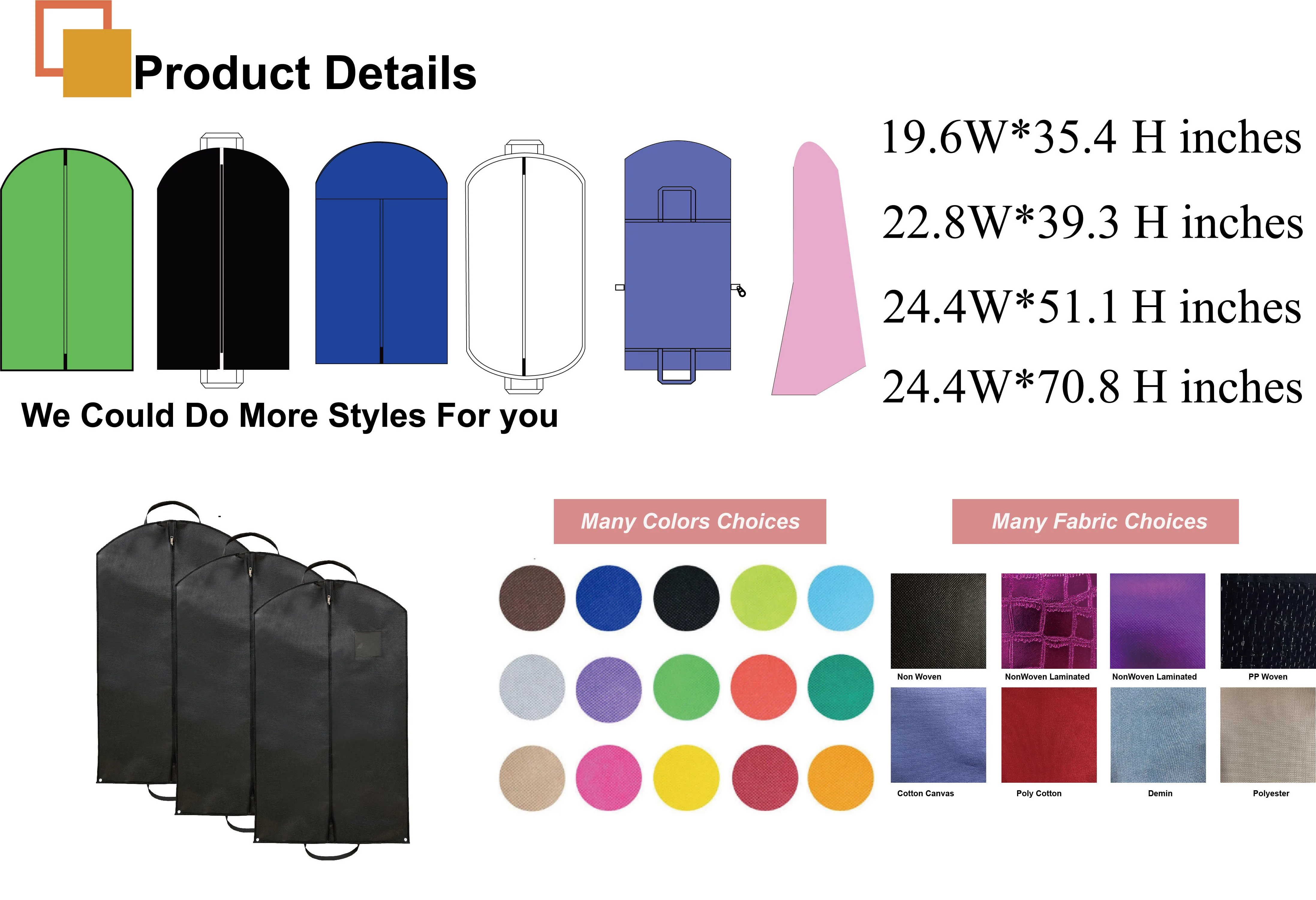 Luxury Cotton Bulk Garment Bags With Zipper Non Woven Garment Suit Bag