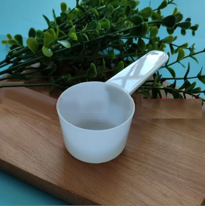 Large Capacity 30g 60ml PP Round Disposable Measuring Spoon Flat Bottom Tea Coffee Milk Powder Spoon White Plastic