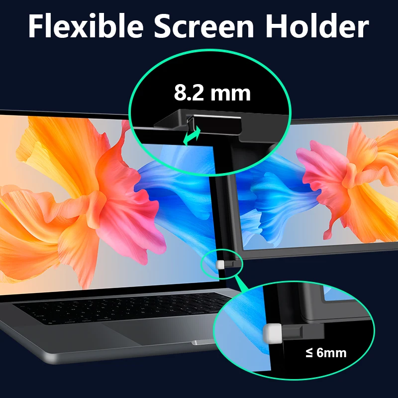 Rallonge d'écran pour ordinateur portable – Écran portable amovible de 15,6 120 % sRGB FHD 1080p IPS Rotation à 235 degrés Écran supplémentaire