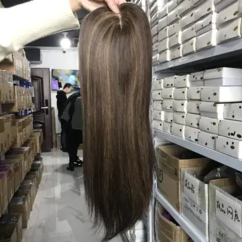 Top Quality Cuticle Aligned Brazilian Hair Silk Top Human Highlights Hair Silk Base Women Toupee 6x7 7x8 Jewish Kosher Topper