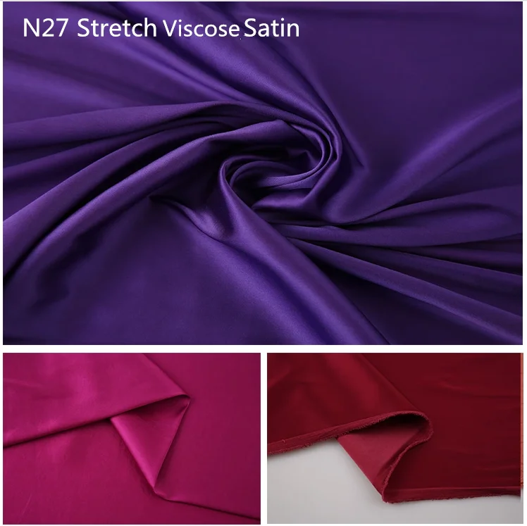 N27 эластичная вискозная атласная Модная ткань с спандексом