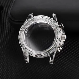ODM Custom High Quality Sapphire Watch Case Luxury Transparent Chronograph Watch Case for Mechanical Movement