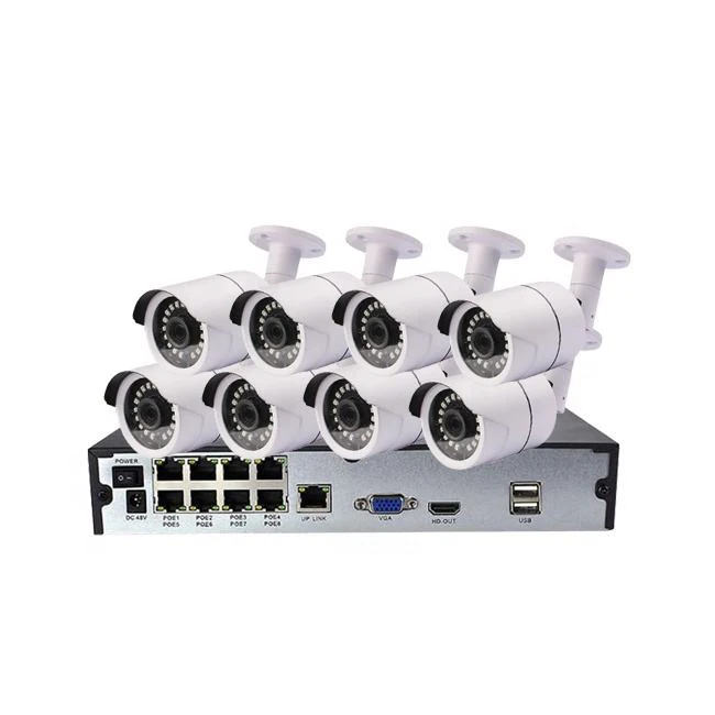 8Ch Night Vision Waterproof CCTV Camera System with H.265 P2P POE NVR Kit for Enhanced Security