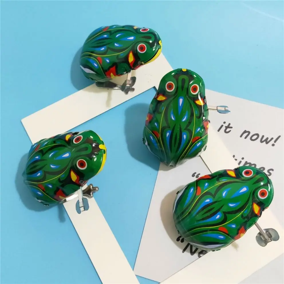 Дешевые Детские Классические жестяные заводные игрушки прыгающая лягушка прыгающий член Беговая крыса для детей забавные Развивающие