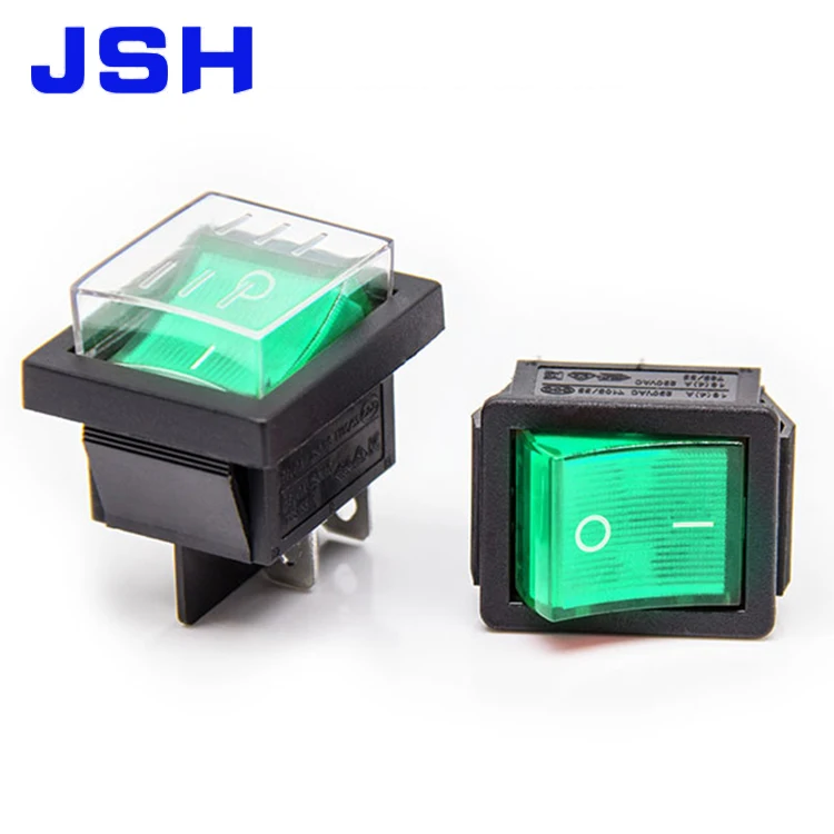 KCD4 DPST ON-OFF 4 Pin Rocker Boat Red Green  Color Switch 15A/20A AC 250V/125V