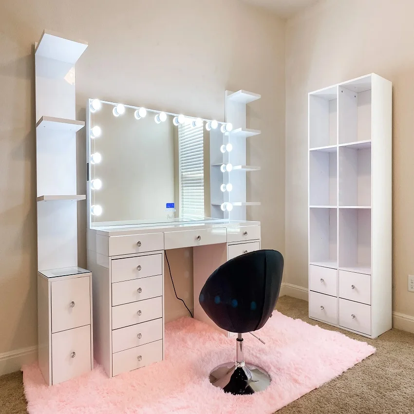 Beauty Table Rack White Display Stand Racks for Vanity Table Makeup Table Shelf With 5 ...