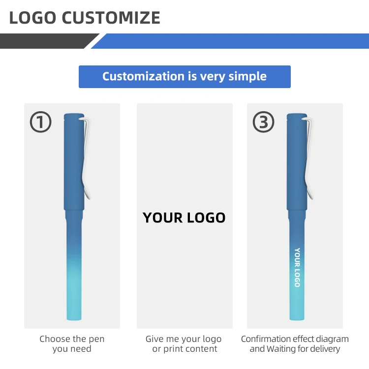 Customized High-Capacity Gel Ink Pen 0.5mm Tip Black Non-Erasable BKS Brand New Gradient Promotional Plastic Business Medical