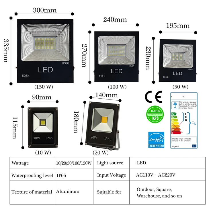 5054 smd напольный безопасный склад тонкий водонепроницаемый 50 60 100 150 200 250 300 400 500 Ватт led прожектор
