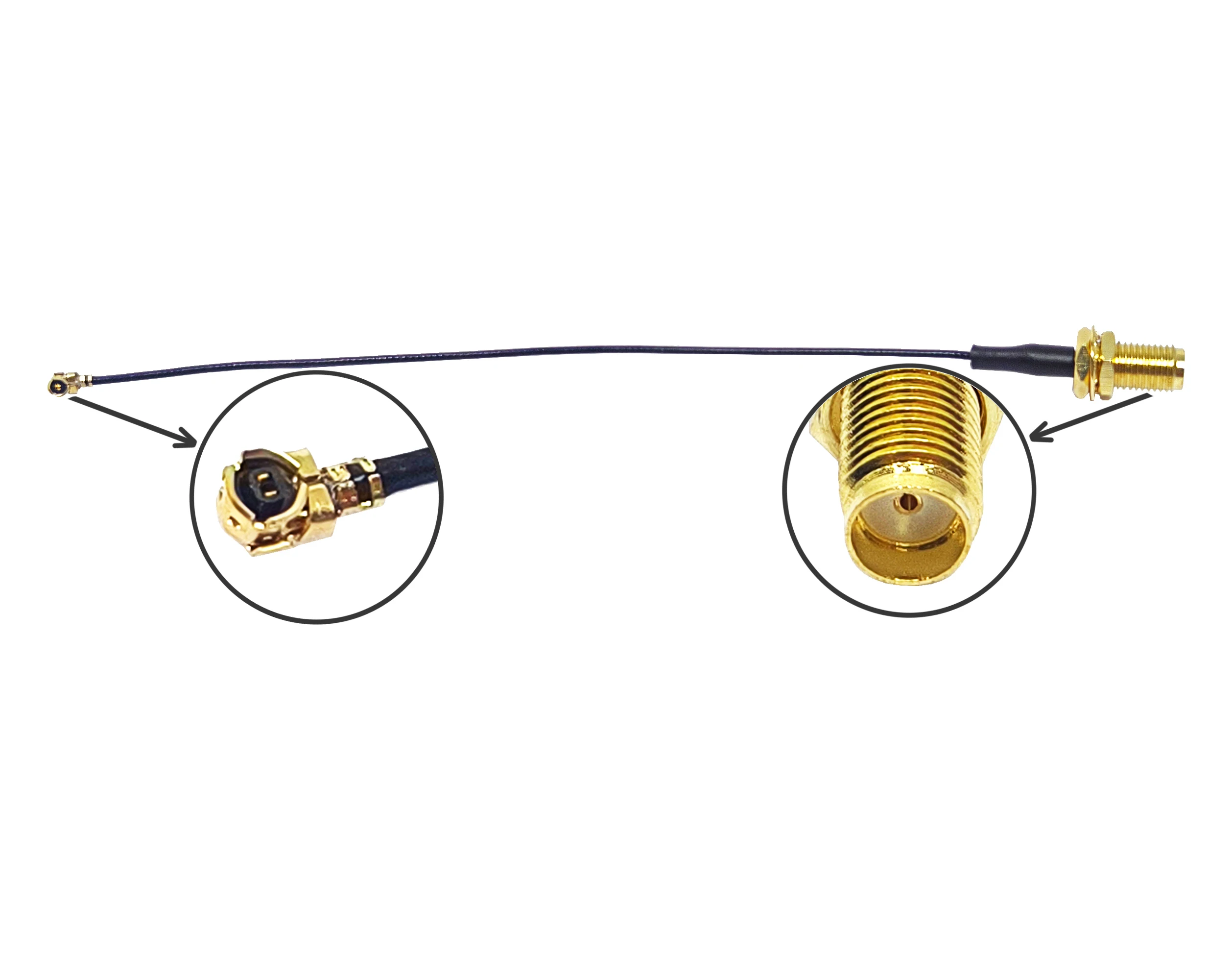 Factory Supply Sma Female Bulkhead Jack to U.FL MHV Female Plug 1.13mm  15cm Jumper Coaxial Cable Assembly Pigtail U.fl in Stock