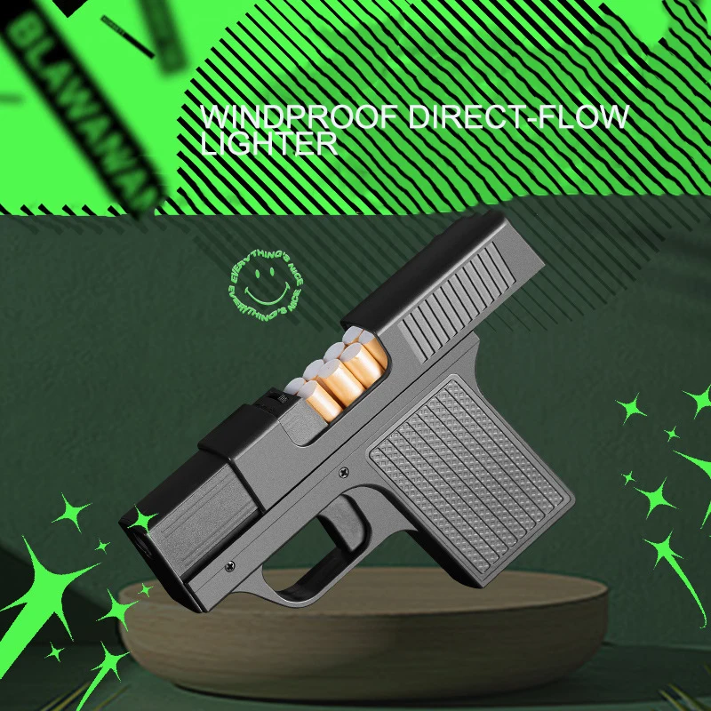 Airo New Cigarette Case Lighter 2 In 1 Torch Blue Flame Gun Lighter