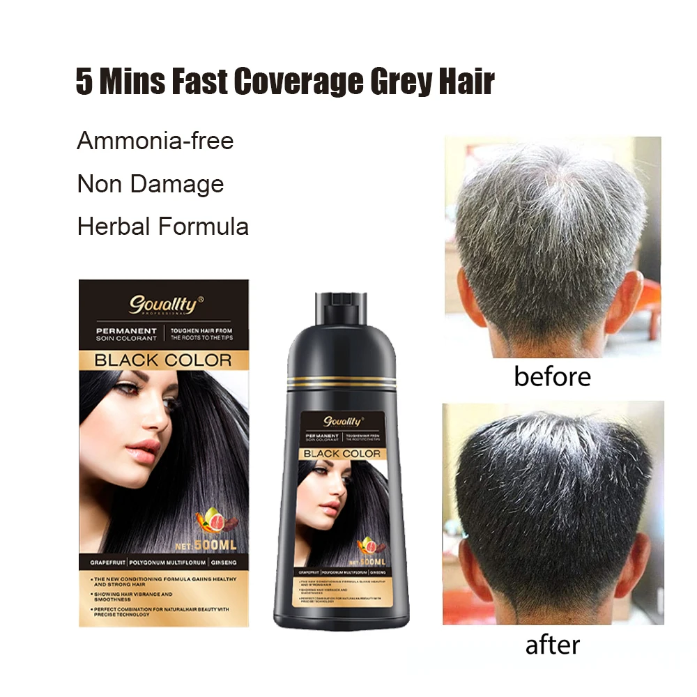 Gouallty Perfect Covering Gray Hair Blackening Shampoo For White Hair