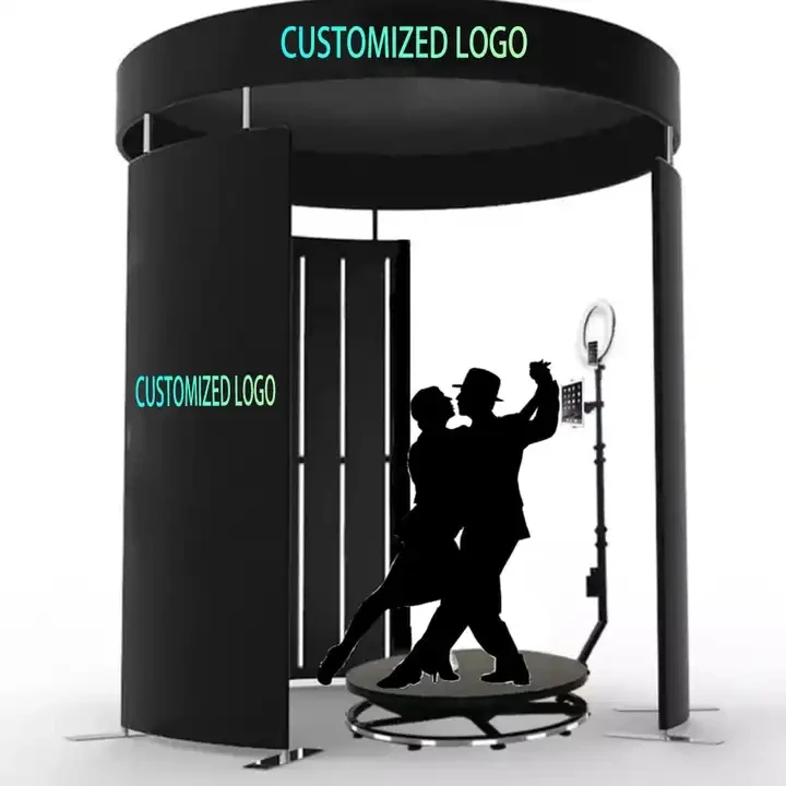 Customize Made Circular 360 Photo Booth Backdrop Spiral Chrome Green Enclosure Meeting Enclosure Room 360 Photobooth