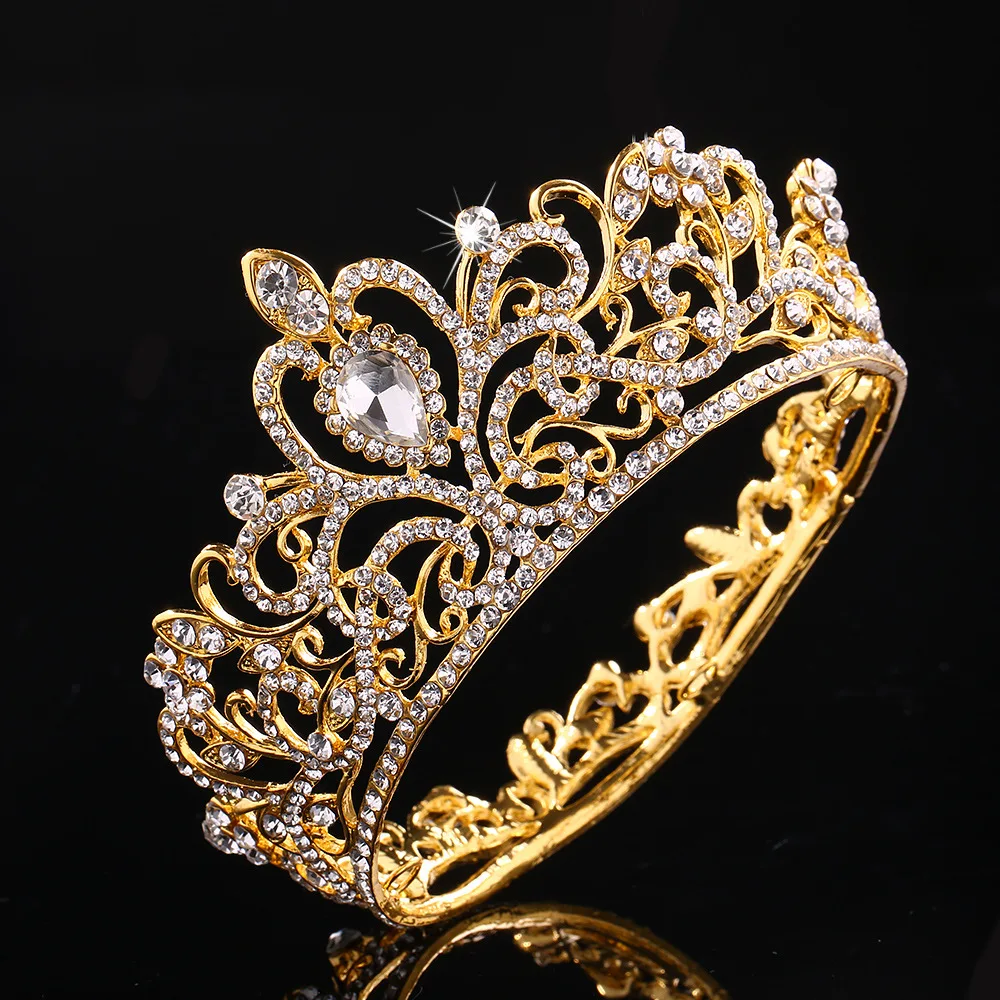 Princess Gold Silver Tiara Bridal Floral Crown Crystal