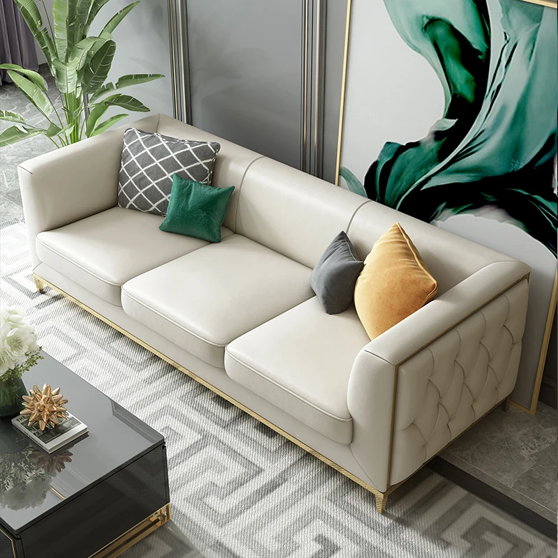 Italian Modern Design Leather Sectional Sofa Home Villa Living Room ...