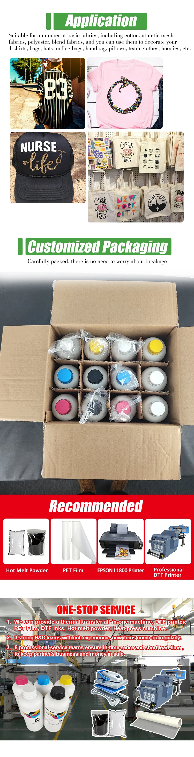 Qingyi Cmyk White Dtf Inks 1000ml Per Bottle Direct To Film Inkjet ...