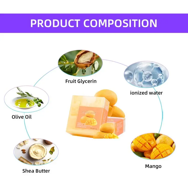 Best-Selling Factory Price Natural Handmade Mango Essential Oil Face Soap Bar Soap with Oil Control Feature Soothing Skin Face