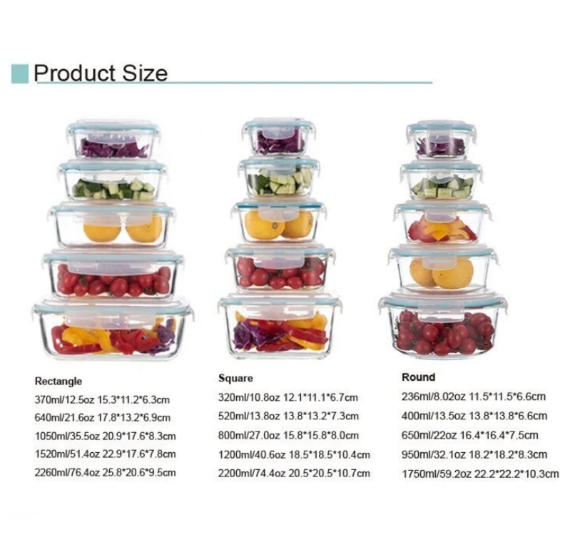 Glass Food Storage Containers Pack of 18 Glass Containers Transparent Lids BPA Free for Home Kitchen