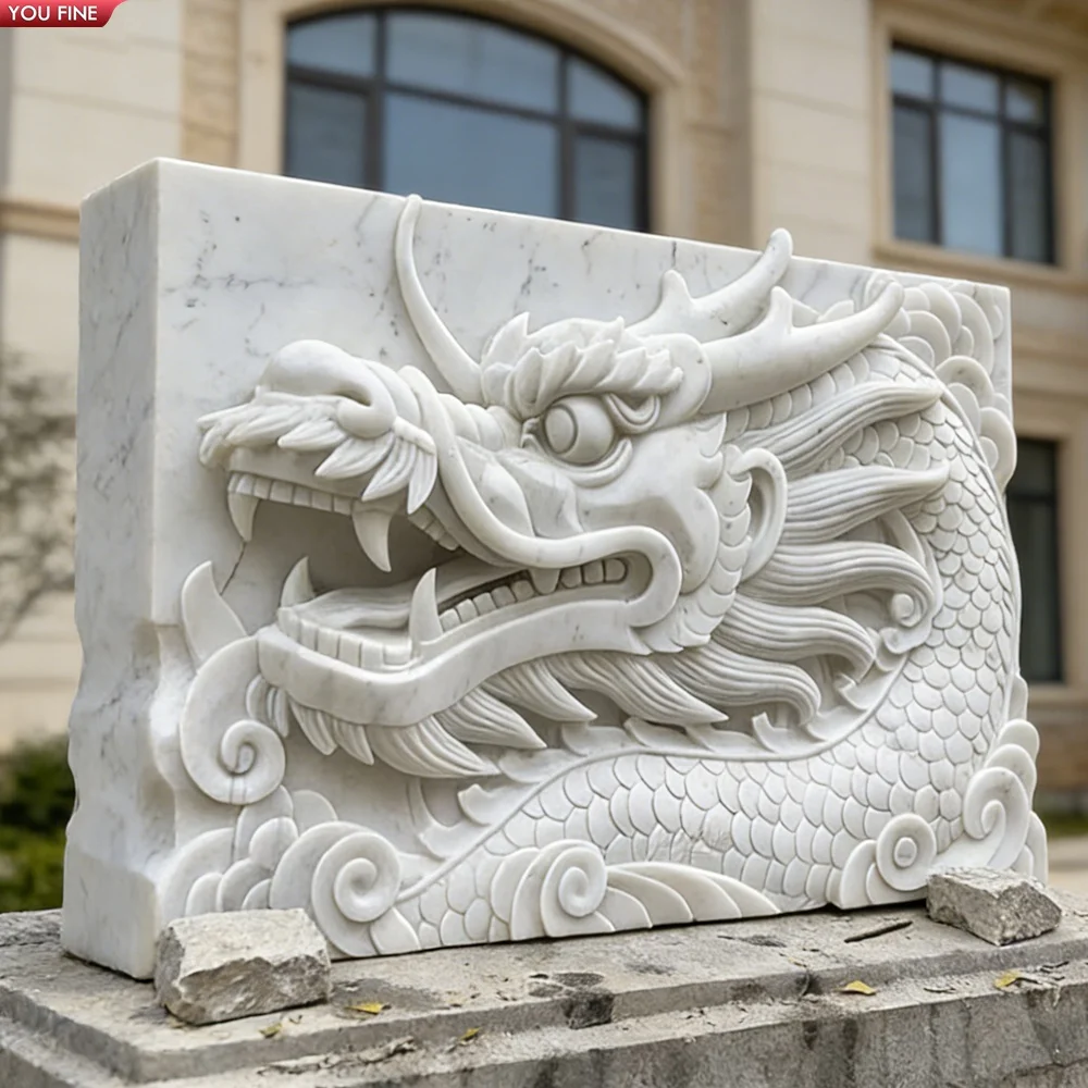 超特大龍のレリーフ ドラゴン 浮き彫 壁掛け 絵 アジアン雑貨 バリ YOUFINE-Hand-Carved-White-