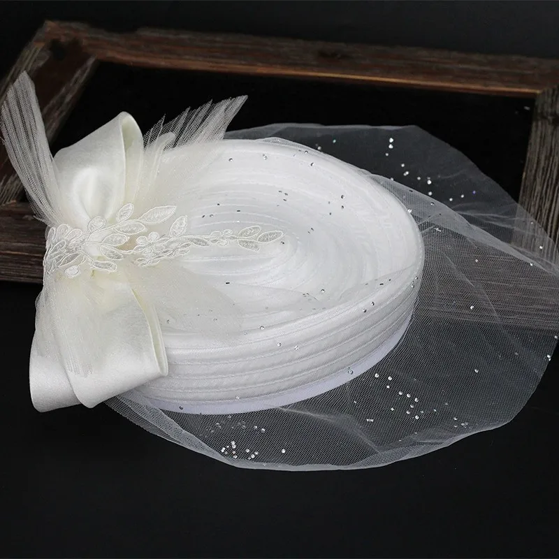 Cappello Da Sole In Organza Anti-UV Con Bordo Largo 13 Cm, Fiore Rimovibile, Elegante Per Sposa E Cerimonie - 5