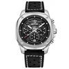 White leather strap with black face