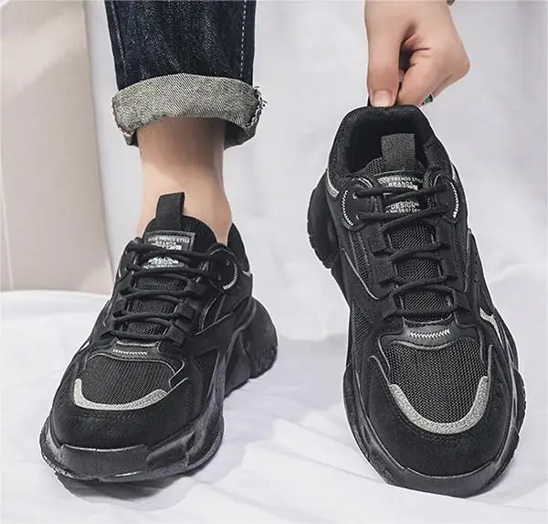 Men's shoes 2024 autumn new breathable mesh trend thick sole sports running shoes
