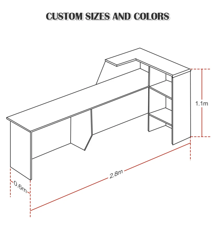 Modern Reception Desk Office Receptionist 2 Person Counter Front White